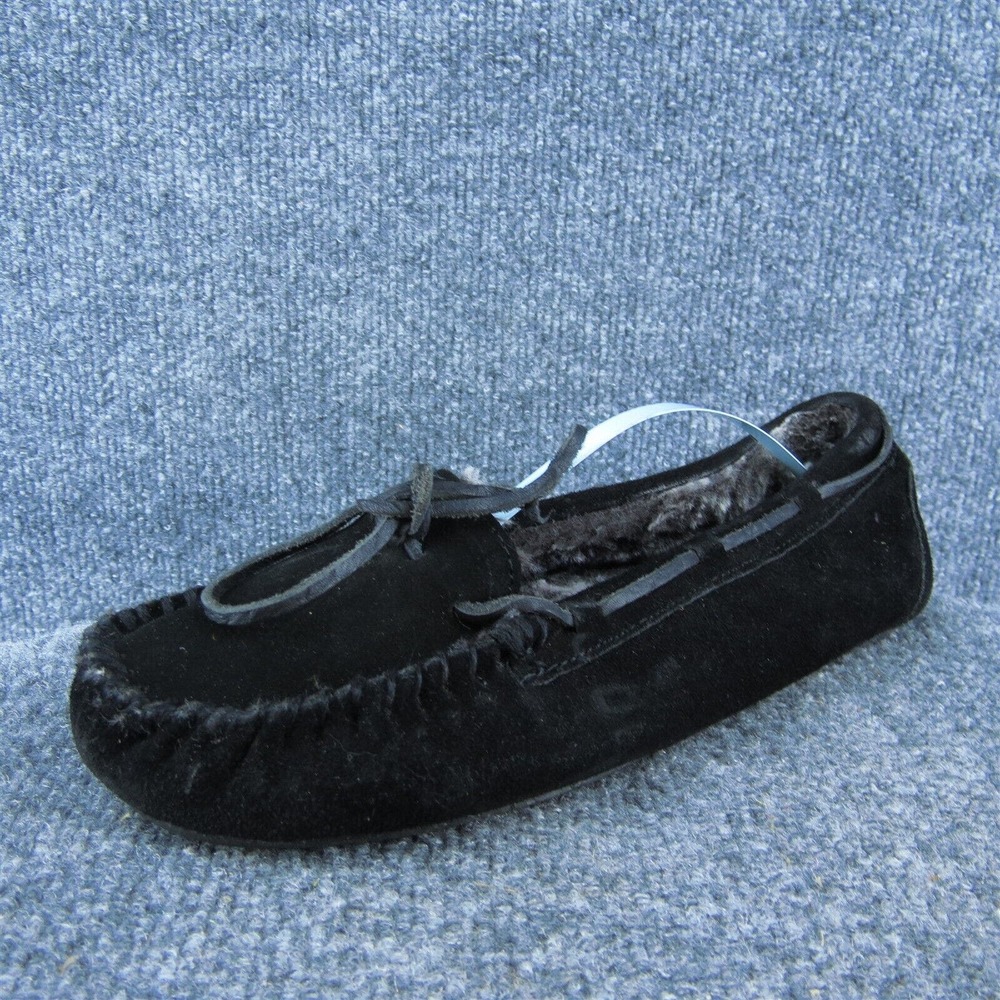 Minnetonka Women Slipper Shoes Black Suede‎ Slip On Size 9 Medium